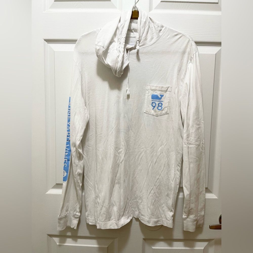 Vineyard Vines Mens Hoodie Lightweight Shirt Long Sleeve Size S White Cotton